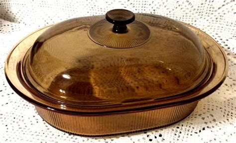 RARE Corning Vision Visions 4L 4 Qt Amber Covered Oval Roaster