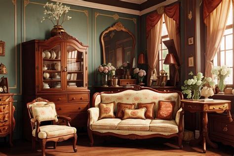 Premium AI Image | Oldfashioned room interior with antique furniture ...