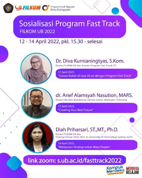 Sosialisasi Program Fast Track FILKOM UB 2022 Fakultas Ilmu Komputer