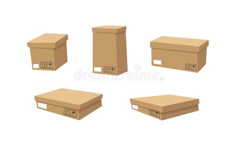 Conjunto De Cajas De Reciclaje De Cartón Abiertas Y Cerradas