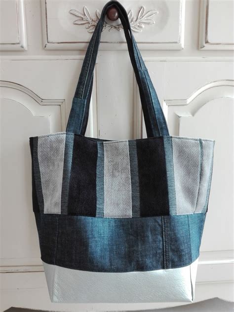 Sac Cabas En Jean Recycl Lp Lolocoquillage Sac Cabas Sac Cabas