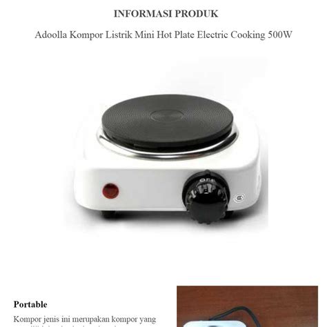 Jual Kompor Listrik Mini Hot Plate Electric Cooking 500W Stove Travel Portabel Kompor Kecil