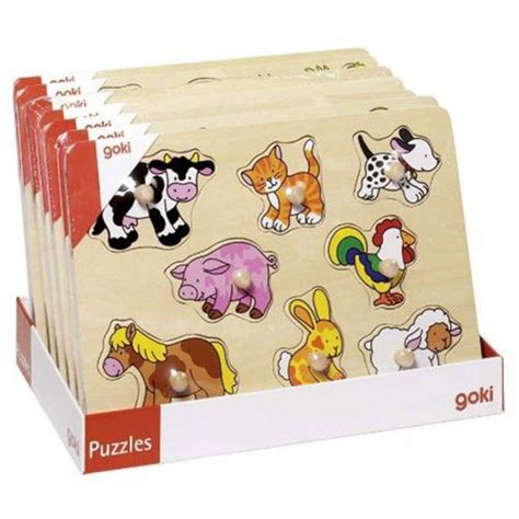 Goki Holz Steckpuzzle Aus Holz Gefertigt Mit Kleinen Griffen F R Kinder