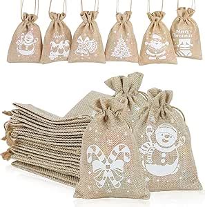 Amazon Suloli Christmas Jute Burlap Bags Pcs Xmas Linen Bag