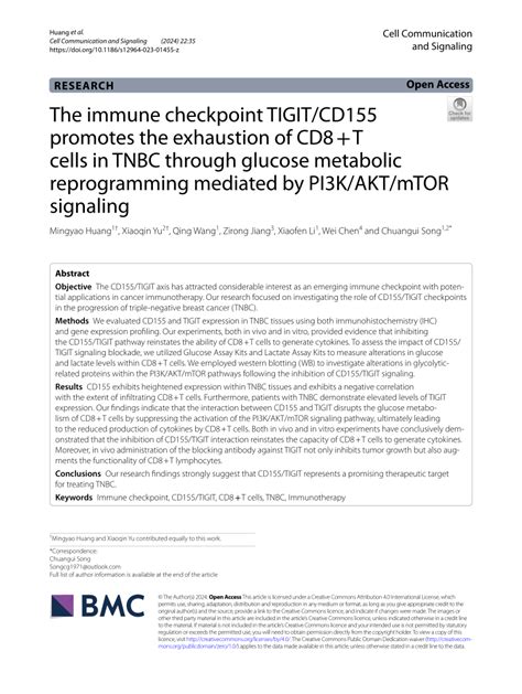 PDF The Immune Checkpoint TIGIT CD155 Promotes The Exhaustion Of CD8