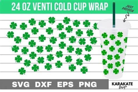 Small Shamrock 24 Oz Venti Cup Wrap SVG Graphic By KARAKATE Creative