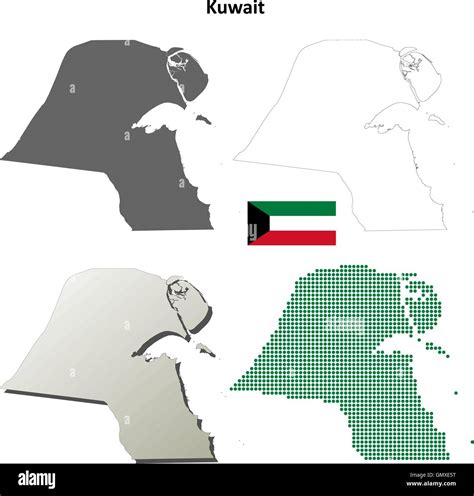 Kuwait Outline Map Set Stock Vector Image Art Alamy