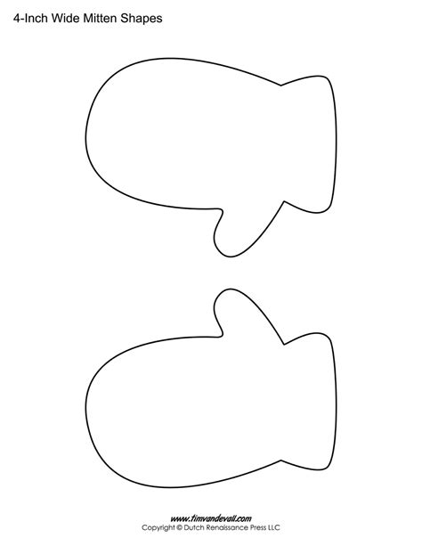 Printable Mitten Templates Blank Mitten Shape Pdfs