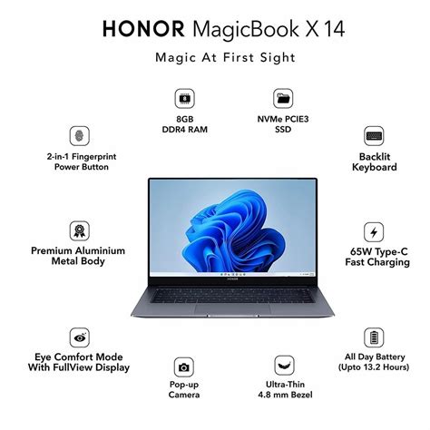 Honor MagicBook X 14, Intel Core i3-10110U 14 inch (35.56 cm) (8GB ...