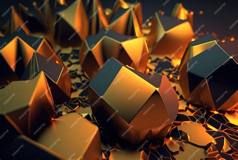 Premium Photo 3d Render Abstract Geometric Background Gold Creative