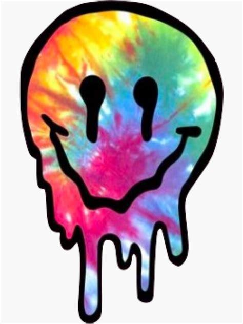 Trippy Tye Dye Smiley Face Sticker Sticker For Sale By Codyquaile