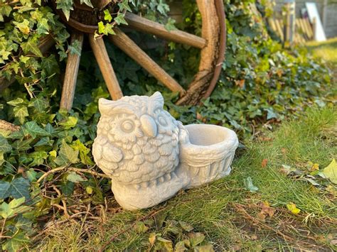 Owl Planter Statue Owl Flower Pot Flower Pot Planter Owl Etsy