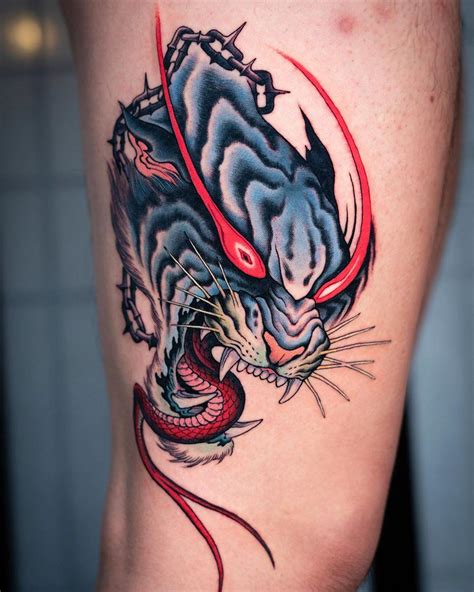 Devil tiger by @jin_qchoi - Tattoogrid.net