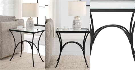 Uttermost Alayna Glass Top With Black Metal Base End Table