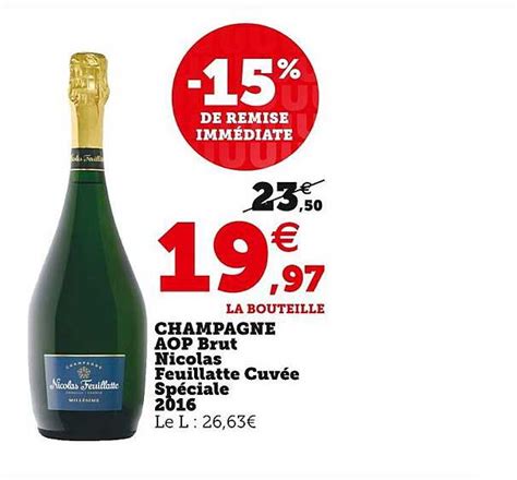 Promo Champagne Aop Brut Nicolas Feuillatte Cuvée Spéciale 2016 chez U