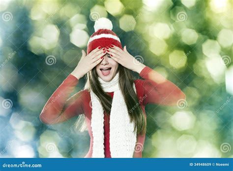 Beautiful Brunette Woman Christmas Portrait Stock Image Image Of Fashion Magic