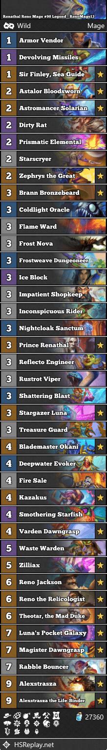 Renathal Reno Mage Legend Renomage Hearthstone Wild Decks