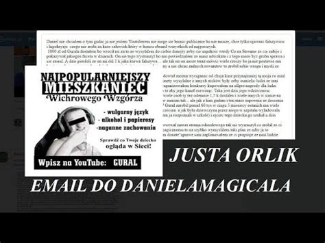 Email JustyOrlika Do Danielamagicala Na Temat Gurala YouTube