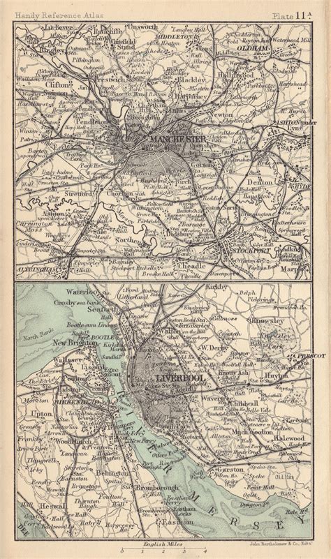 Lancashire Britannica Th Edition County Map Old Antique Plan Chart