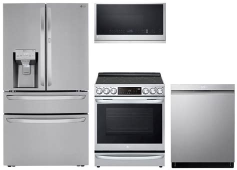 LG Front Control Electric Range w/ Full Depth 4 Door Refrigerator ...