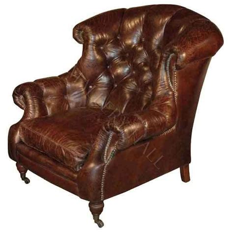 Oversized Tufted Distressed Leather Man Cave Chair