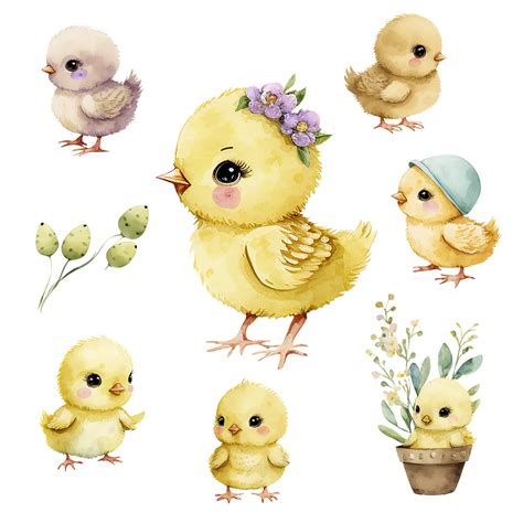 Spring Cute Watercolour Baby Chick Chicken Clipart Easter - Etsy