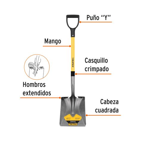 Ficha Tecnica Pala cuadrada Tru Pro puño Y mango de fibra de vidrio