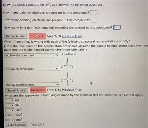 Solved Draw The Lewis Structure For So2 And Answer The