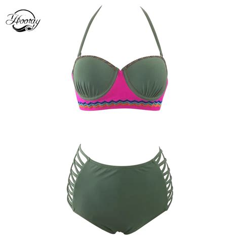 SexeMara Sexy High Neck Bikini Swimwear Push Up Brazilian Bralette Biquini Printing Zaful