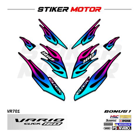 Vr Striping Click Variations Of Fire Motif Sticker Honda Click