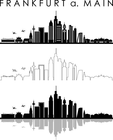 Frankfurt Main Skyline Umriss Silhouette Vektor Svg Eps Png Etsy De