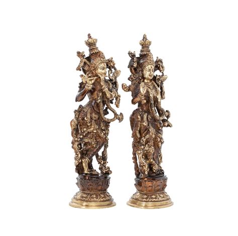 Brass Radha Krishna 15 Inches Statue Indian Brass Art Lord Krishna