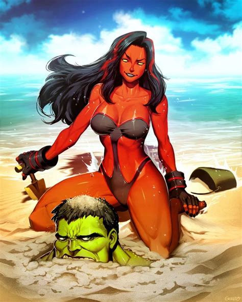 Photo Red She Hulk Shehulk Hulk Art