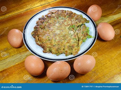 Fried Beaten Egg On Plate Stock Image Image Of Crispy 73891797