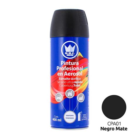 Pintura acrílica en aerosol negro mate 400 ml CPA01 Corona