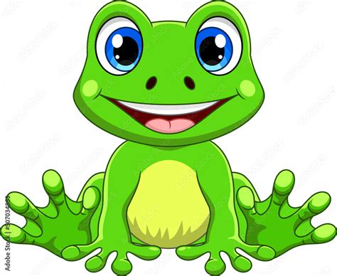 Cartoon cute baby frog sitting Stock Vector | Adobe Stock