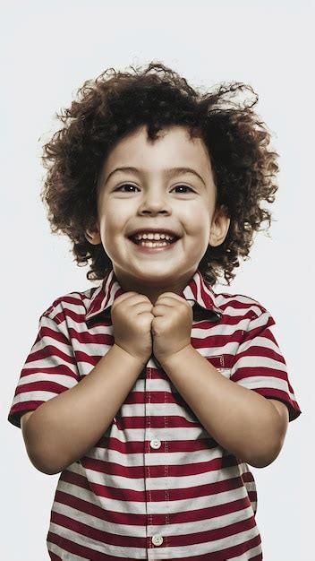 Retrato De Um Menino Feliz E Alegre Isolado Em Fundo Branco Imagem