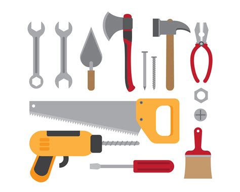 Vector Illustration Of Construction Working Tools Collection Isolated