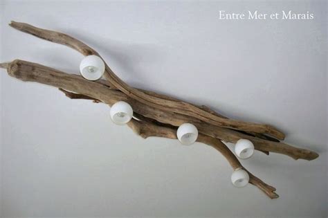 Plafonnier en bois flotté Idéal pour plafond bas Lustre en bois