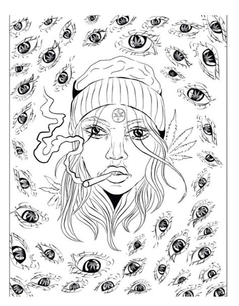 Stoner Coloring Book For Women Psychedelic Trippy Anxiety Relief Anti