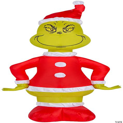 Gemmy Airdorable Christmas Airblown Inflatable Grinch In Santa Suit Dr