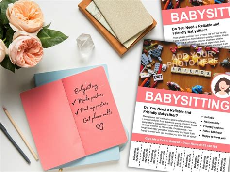 Editable Babysitting Tear Off Flyer Flyer Template Childcare Ad Tear