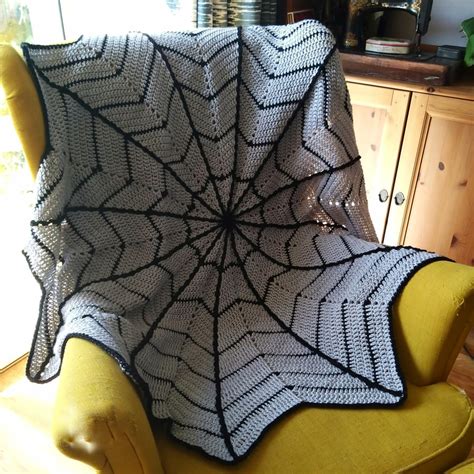 Crochet Blanket Halloween Cobweb Spider Web Throw Folksy