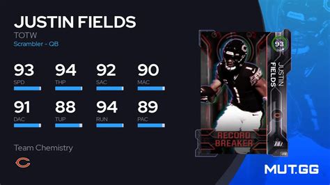 Justin Fields TOTW 93 OVR Madden NFL 23 MUT GG