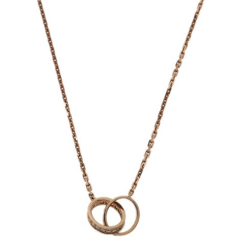 Cartier Love 2 Hoops Diamonds And Rose Gold Chain Necklace Cartier