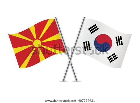 Macedonian South Korean Flags Vector Illustration Stock Vector Royalty