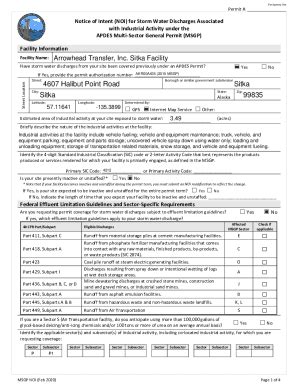 Fillable Online Notice Of Intent NOI For Storm Water Discharges