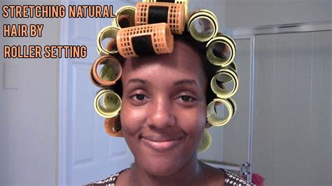 Natural Hair Styles Stretching Natural Hair By Roller Setting Youtube