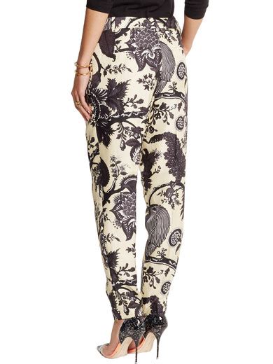 J Crew Collection Noir Floral Print Silk Tapered Pants Net A Porter Com