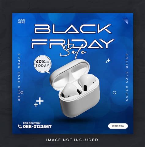 Premium PSD Earbuds Banner Black Friday Images Product Offer Black